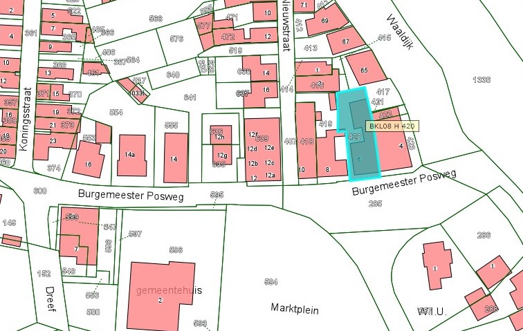 Kadastrale kaart van 2015 van Burgemeester Posweg 6 te Brakel met erop ingetekend het kadastrale perceel