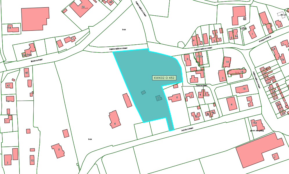 Kadastrale kaart van 2015 van perceel Aalderwijksestraat 2 in Kerkwijk