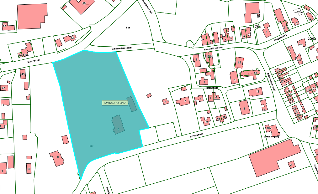 Kadastrale kaart van 2015 van perceel Achterstraat 6 in Kerkwijk