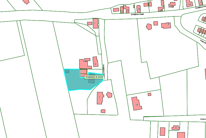 Kadastrale kaart van 2015 van perceel Delwijnsestraat 5 n Kerkwijk