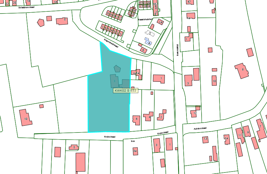 Kadastrale kaart van 2015 van perceel Hogenhofstraat 3 in Kerkwijk