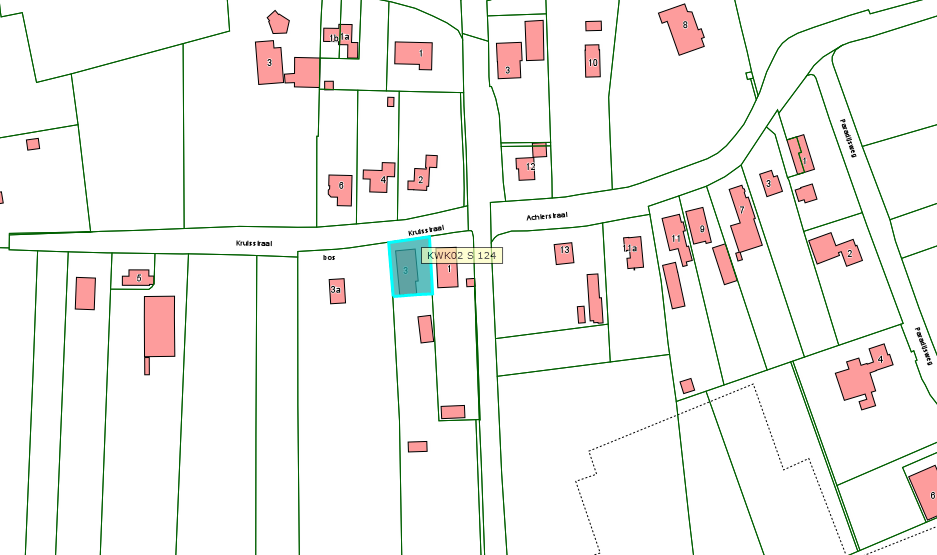 Kadastrale kaart van 2015 van perceel Kruisstraat 3 in Kerkwijk
