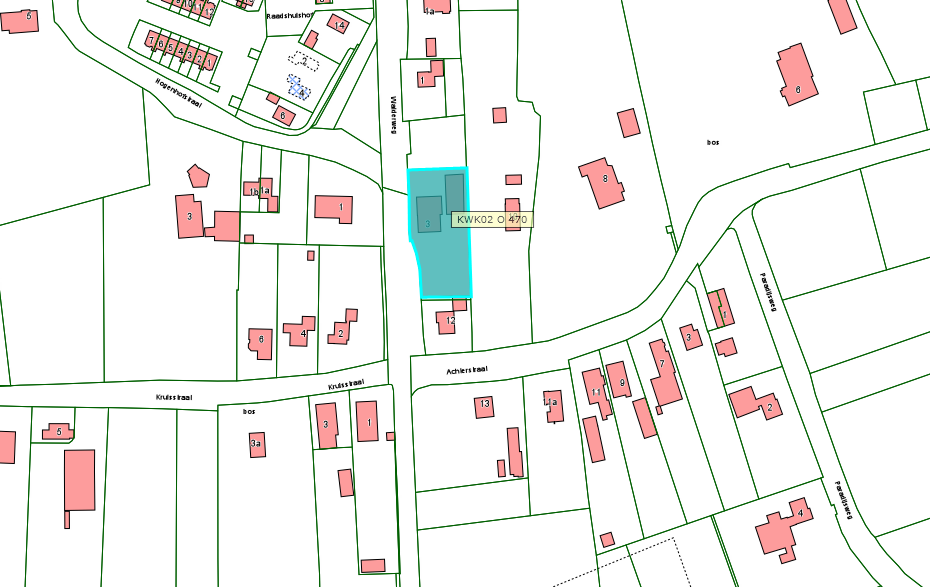 Kadastrale kaart van 2015 van perceel Walderweg 3 in Kerkwijk