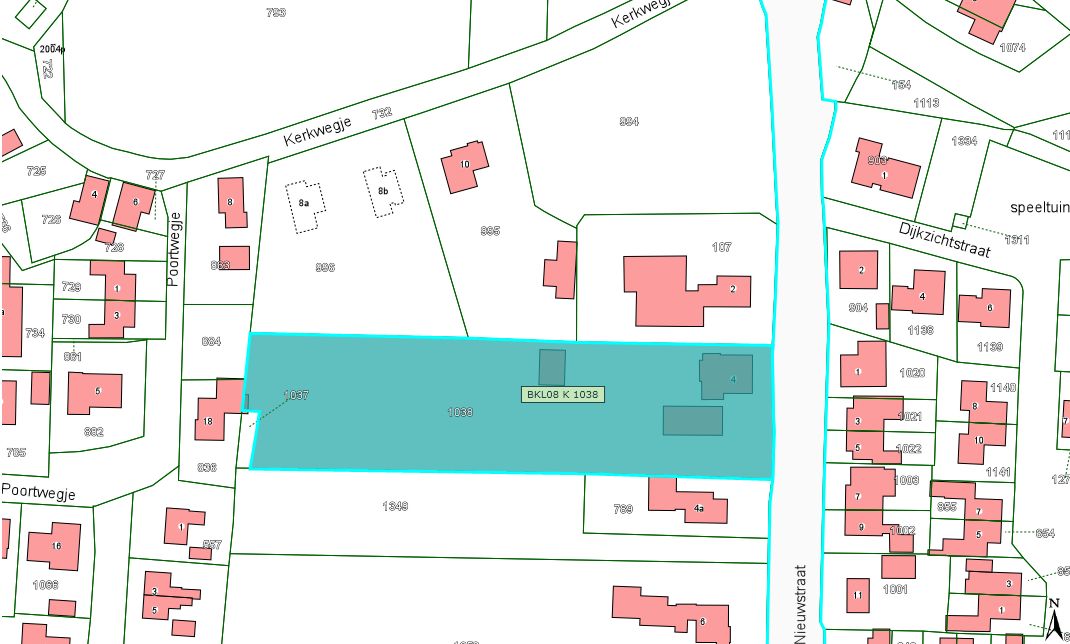 Kadastrale kaart van Nieuwstraat 4 in Zuilichem (2015)