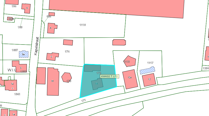 Kadastrale kaart van 2015 van perceel Maasdijk 14 in Nederhemert