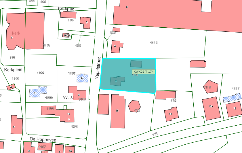 Kadastrale kaart van 2015 van perceel Kapelstraat 2 in Nederhemert