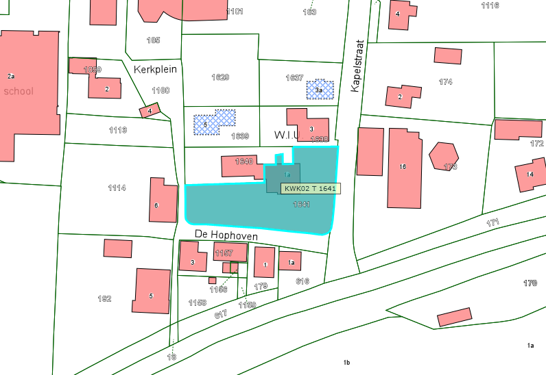 Kadastrale kaart van 2015 van perceel Kapelstraat 1-1a in Nederhemert