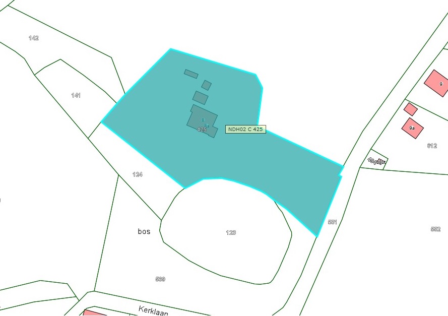 Kadastrale kaart van 2015 van perceel Kasteellaan 8-8a in Nederhemert