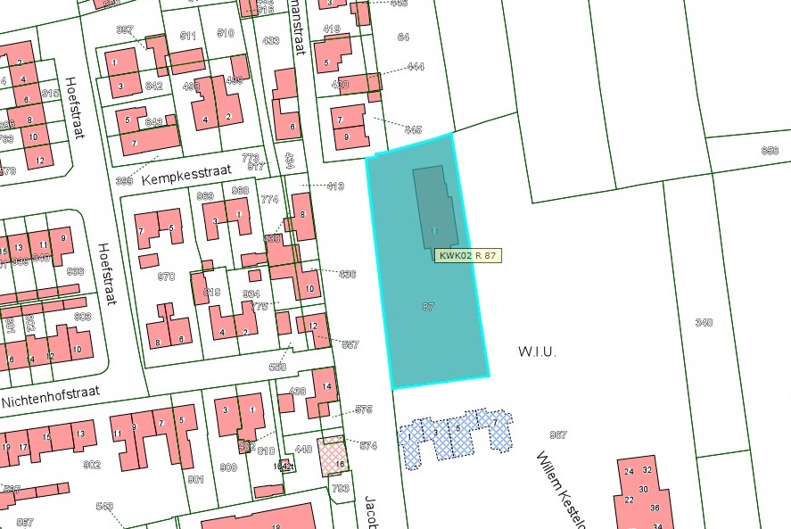 Kadastrale kaart van 2015 van perceel Jacob Ekelmansstraat 11 Nieuwaal