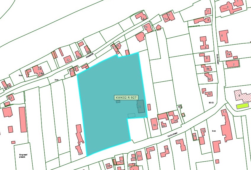 Kadastrale kaart van 2015 van perceel Kerkstraat 20 in Nieuwaal