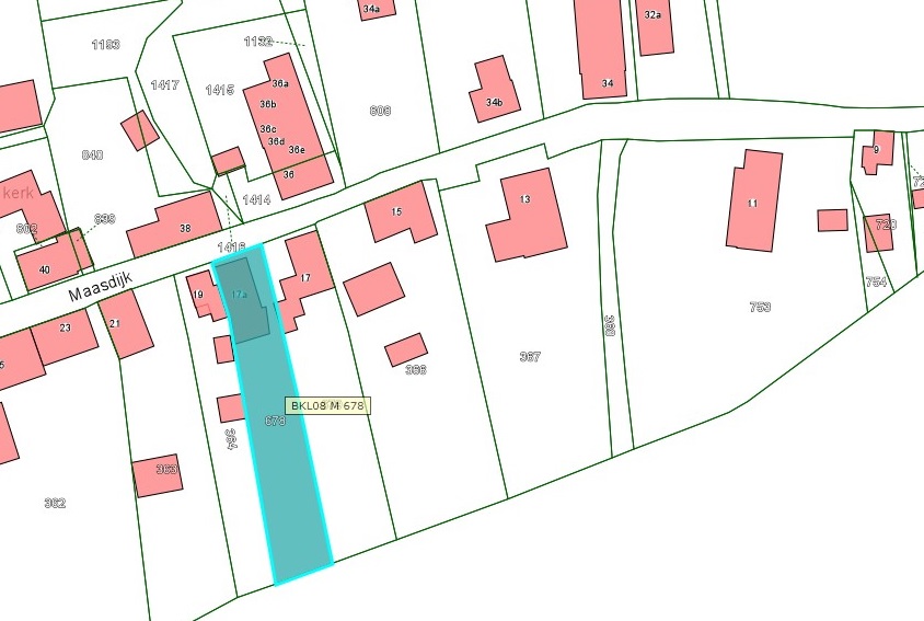 Kadastrale kaart van 2015 van perceel Maasdijk 17a in Poederoijen