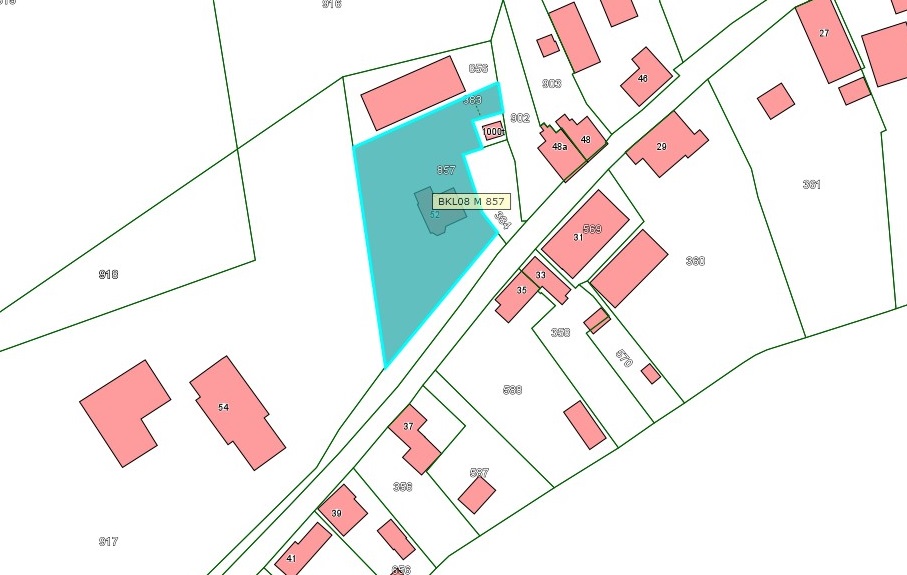 Kadastrale kaart van 2015 van perceel Maasdijk 52 in Poederoijen