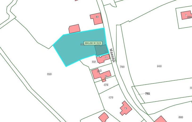 Kadastrale kaart van 2015 van perceel Maasdijk 79 in Poederoijen