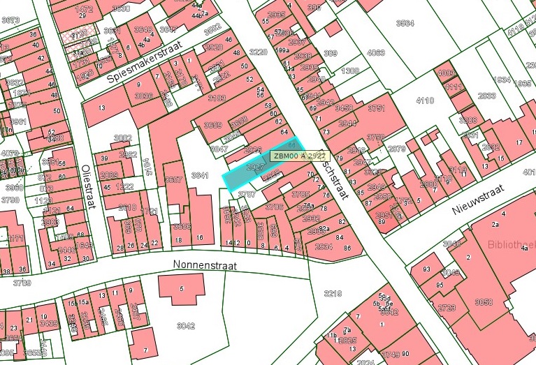 Kadastrale kaart van 2015 van ingetekende perceel aan Boschstraat 66 in Zaltbommel