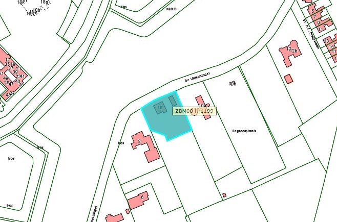 Kadastrale kaart van 2015 van ingetekende perceel aan  De Virieusingel 10 in Zaltbommel