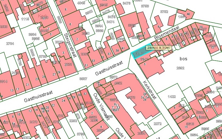Kadastrale kaart van 2015 van ingetekende perceel Kerkstraat 1 in Zaltbommel
