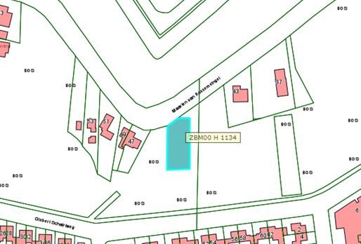 Kadastrale kaart van 2015 van ingetekende perceel van de Israëlische begraafplaats aan de Maarten van Rossemsingel in Zaltbommel