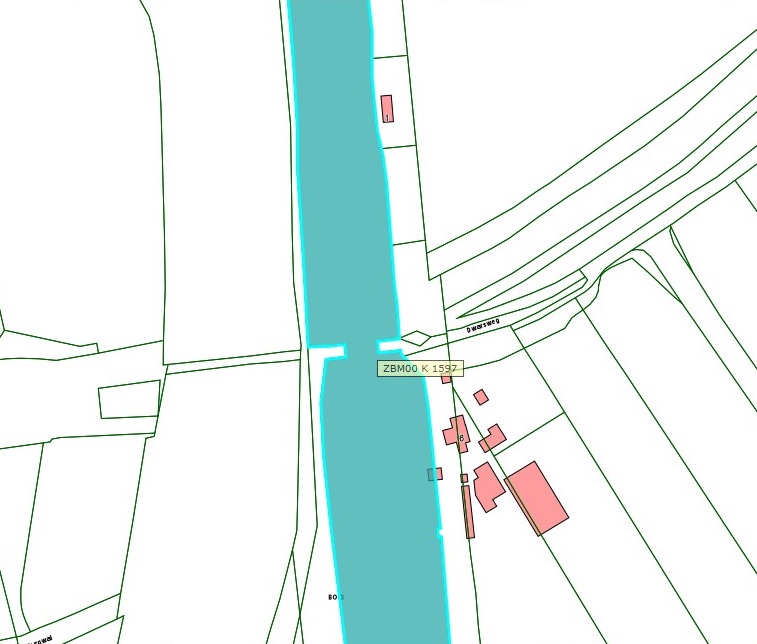 Kadastrale kaart van 2015 van ingetekende perceel aan de Onderlangsweg in Zaltbommel