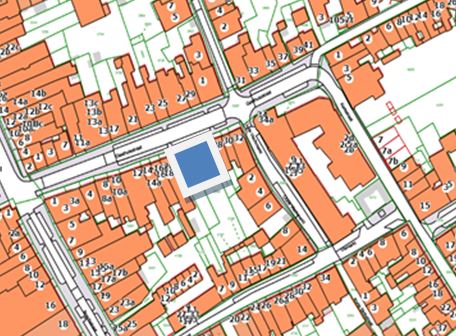 Kadastrale kaart van 2015 van ingetekende perceel aan de Waterstraat 22 en 24 in Zaltbommel